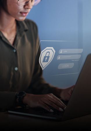 Woman working on a laptop